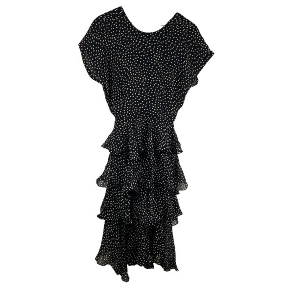 Jackie Bernard Eklektic Dresses & Skirts - Jackie Bernard Eklektic Dress Low Back Ruffle Layers Polka Dot Black Sz 8